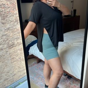 V neck side slit tee